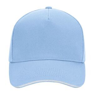 Beechfield Ultimate 5 Panel Sandwich Peak Baseball Cap / Sky Blue/White